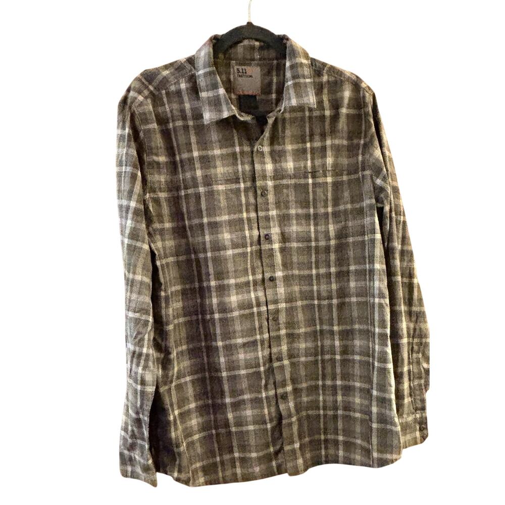 5.11 Tactical Men’s Ralidraw Snap Igor Green Plaid Shirt Sz L Utility Work